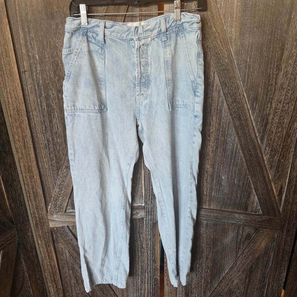 7 For All Mankind Jeans Women's Size 29 x 28 Light Wash Straight Leg High Waist